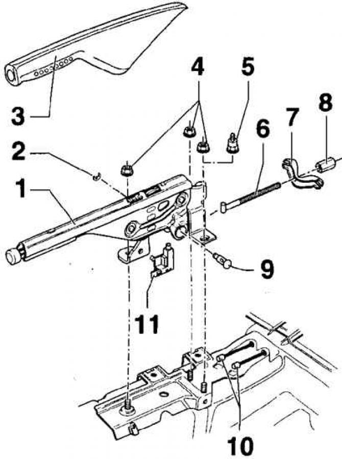 Снятие и установка тросов ручного тормоза (Шасси / Тормозная система ...