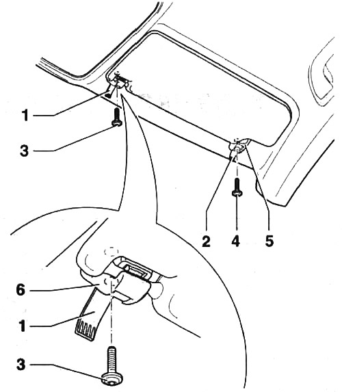 Sun visor — removal and installation (Body / Interior (internal