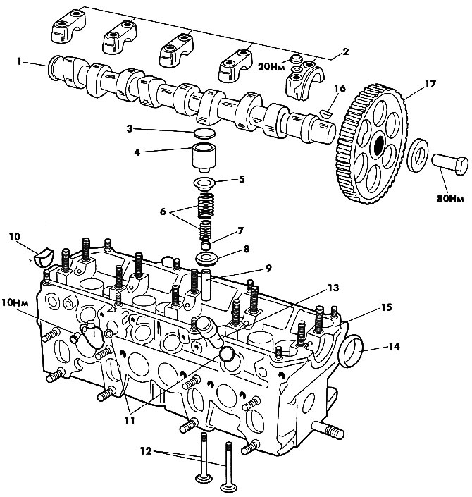 Снятие и установка распределительного вала (Бензиновые двигатели 1.6/1. ...