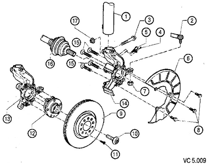 Поворотный кулак в сборе со ступицей (Шасси / Подвеска автомобиля ...