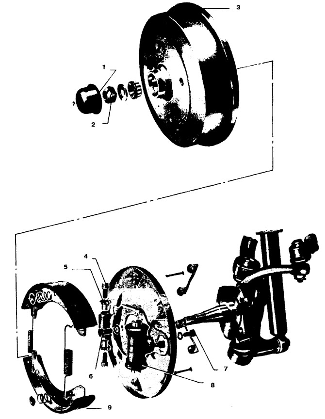 Детали тормозов передней подвески на торсионах (Шасси / Тормозная ...