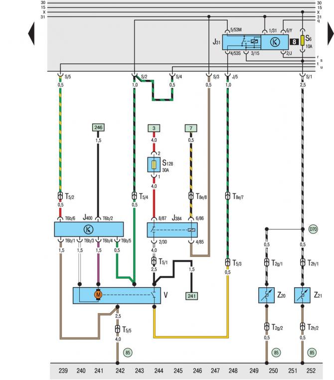 Wiring diagrams for Volkswagen Sharan with turbodiesel (Electrical