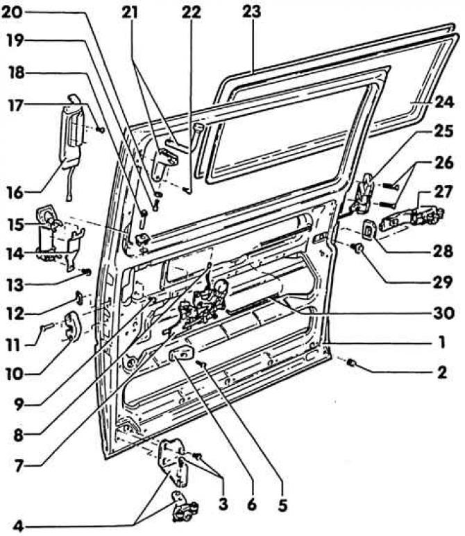 Устройство сдвижной двери (Кузов / Двери и окна / Volkswagen ...