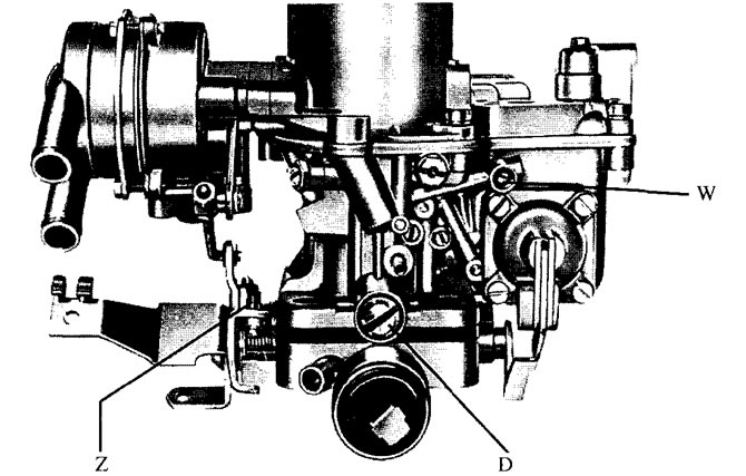 Рис. 2.5. Регулировочные винты на карбюраторе 32/35 TDID.
