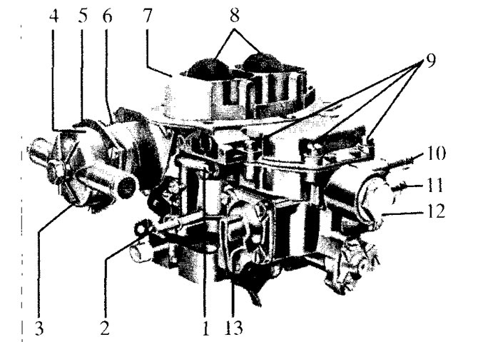 Рис. 3.2. Двухкамерный карбюратор «Solex» 38/38 EEIT (вид со стороны ускорительного насоса и…
