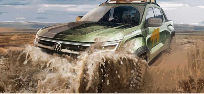 Компания VW показала «заряженный« пикап Amarok R на официальных тизерах