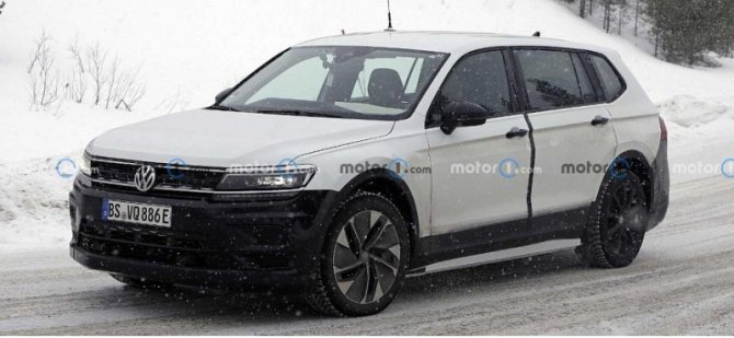 Компания VW тестирует электрический кроссовер используя тестовый мул Tiguan