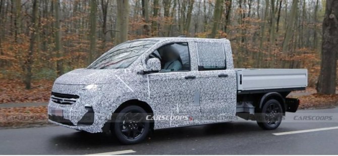 Новый VW Transporter T7 2025 засветился в форме электромобиля с бортовым кузовом
