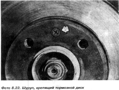 2. Unscrew the screw and remove the disk from the hub (photo 8.22).