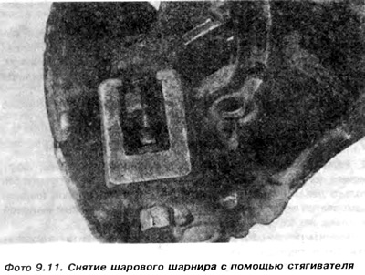 4. Odskrutkujte maticu guľového kĺbu (foto 9.10). Pomocou napínača odpojte záves od ramena vratného…