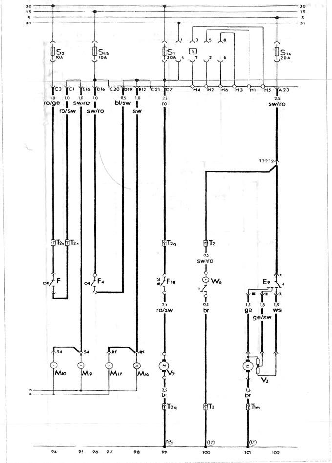 S-09 Schema de conexiuni pentru lumini de frână, suflantă, lumini de marșarier și ventilator al…