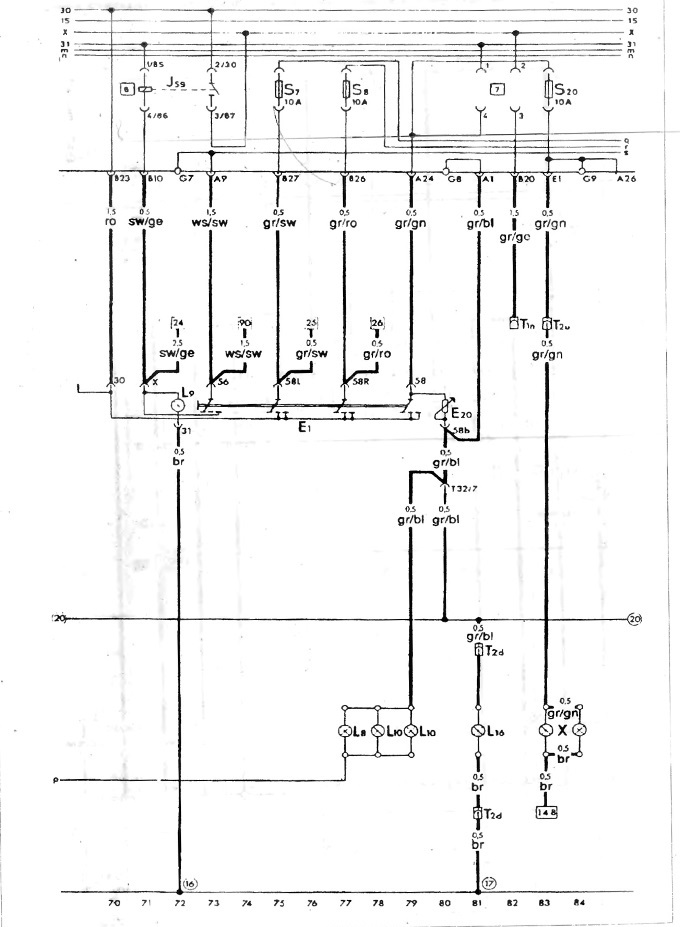 S-19 Schema de conexiuni pentru întrerupător de lumină, iluminare panou de distribuție și iluminare…