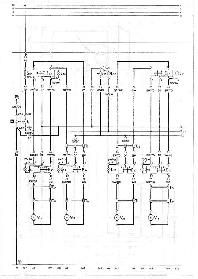 S-27 Schéma zapojenia elektrického otvárania okien, modely 1,8 s karburátorom do 7,87 g.