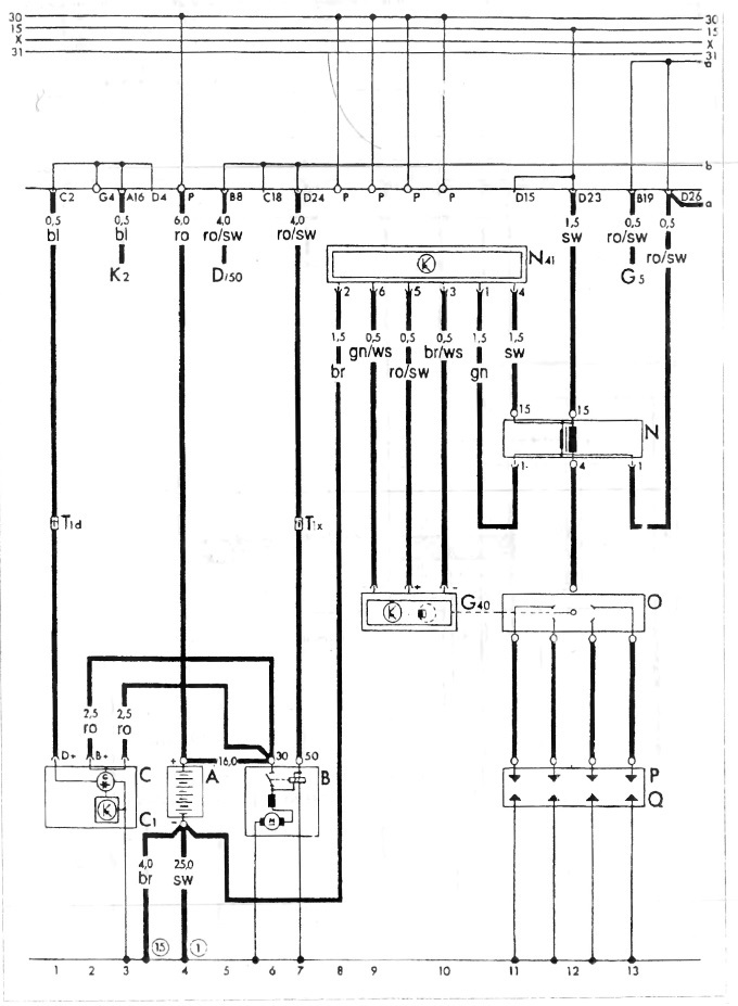 S-37 Wiring diagram of the starter, generator, battery and ignition system. Models 1.1 from 8.85.