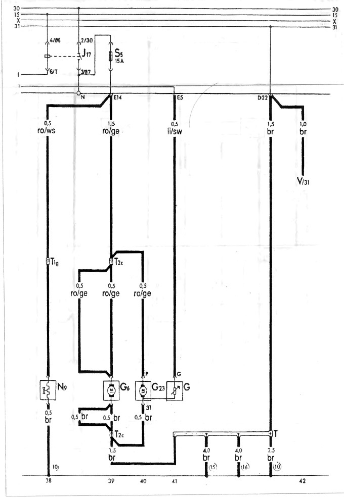S-45 Schema de conectare a sistemului de alimentare cu combustibil. Modele 1.8 16V.