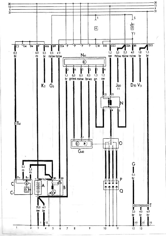 Схема генератора гольф 2 Volkswagen Golf 1984-1993: Starter, alternator, battery and ignition system (1.6