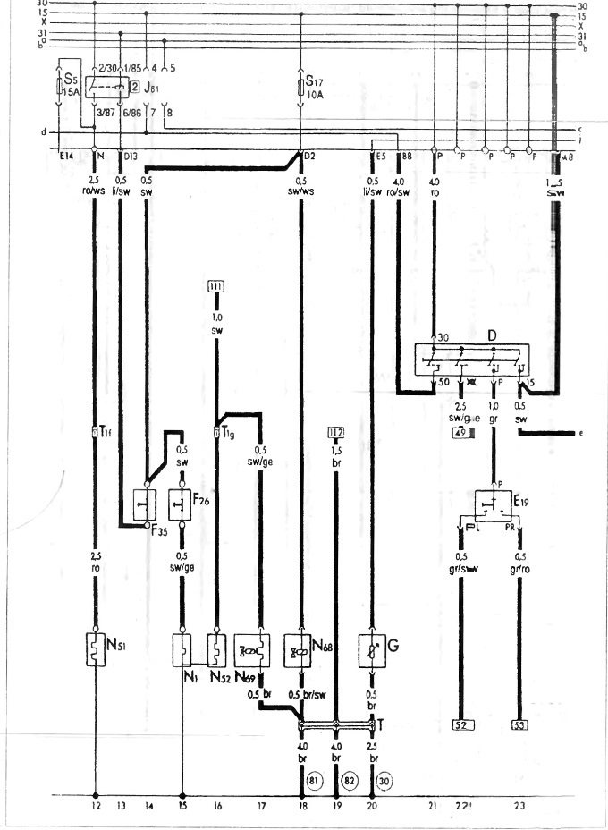 S-51 Wiring diagram of the supply manifold heater and automatic suction. Models 1.6 since 8.87.