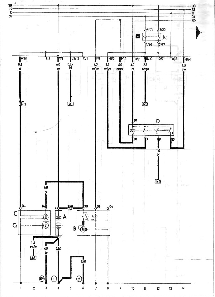 S-61 Wiring diagram of the generator, battery, starter and ignition system. Models 1.6 and 1.8 with…