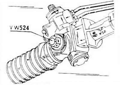 The steering mechanism is set for straight-line driving and from this position is turned by an…