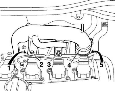Location of the fastening elements of the air pipe and the heat shield of the turbocharger