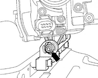 15. The arrow shows the direction of decoupling of the intake manifold.