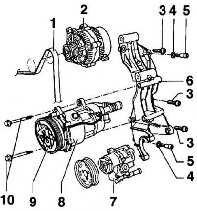 Как снять генератор гольф 2 Volkswagen Golf 1997-2004: A/C compressor brackets (Body / Ventilation and heati