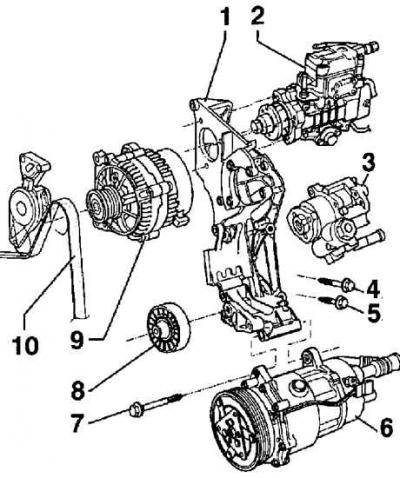 Как снять генератор гольф 2 Volkswagen Golf 1997-2004: A/C compressor brackets (Body / Ventilation and heati