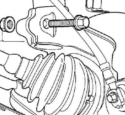 7. Unscrew the right drive shaft from the gearbox.