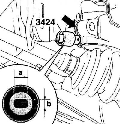 8. Unscrew the nut and remove the clamp bolt of the lower shock absorber mount to the steering…