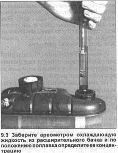 3. Hidrométerrel vegye ki a hűtőfolyadékot a tágulási tartályból, és határozza meg a…