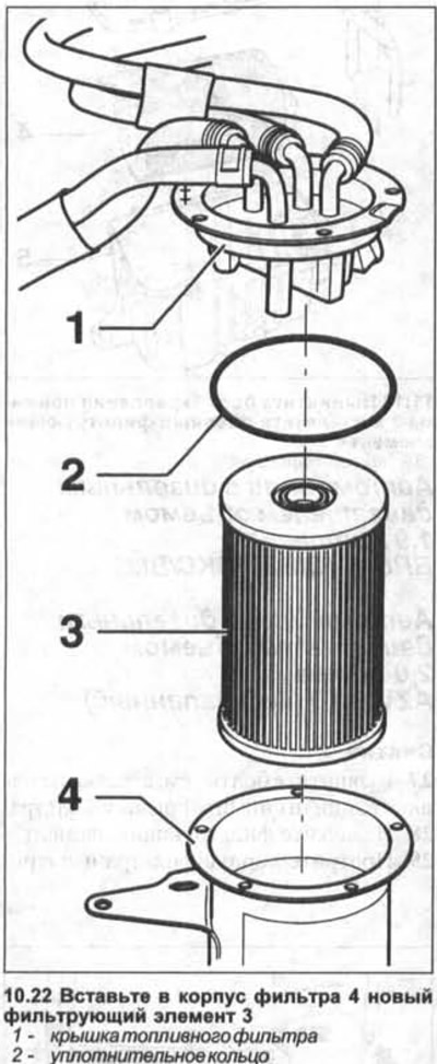 22. Insert a new filter element 3 into the filter housing 4 (see illustration).