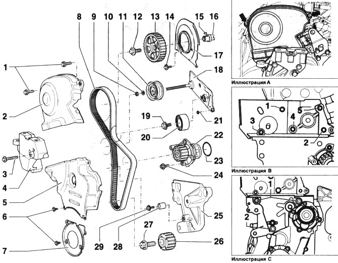 Timing drive. Cars with petrol engine 110 kW (150 hp) AXW