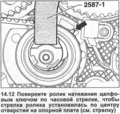 12. Окрените затезни ваљак у смеру казаљке на сату помоћу кључа са цилиндричним кључем све док…