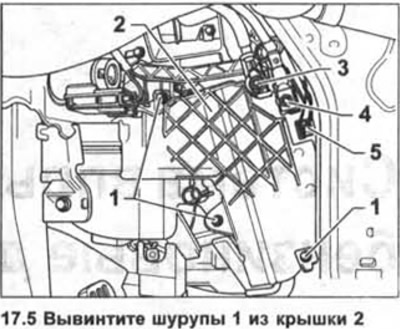 5. Развийте винтове 1 от капак 2 (вижте илюстрацията).