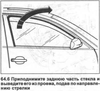 6. Lift the rear part of the glass and remove it from the opening, moving it in the direction of…