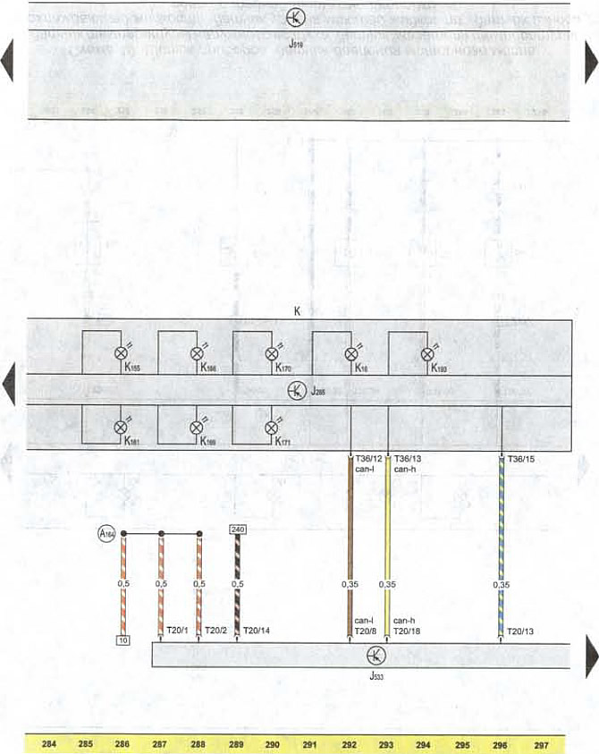 Scheme 21. Instrument panel, diagnostic connector, signal lights: