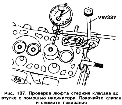 Secure the indicator holder to the mating surface of the cylinder head (figure 187). Pull the valve…