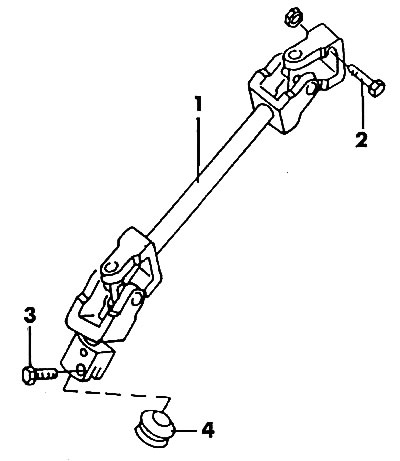 Figure 387. Intermediate shaft: 1 - shaft; 2 - bolt; 3 - bolt; 4 - spacer sleeve