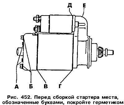 Cover the areas shown in Figure 452 with «D3» sealant.
