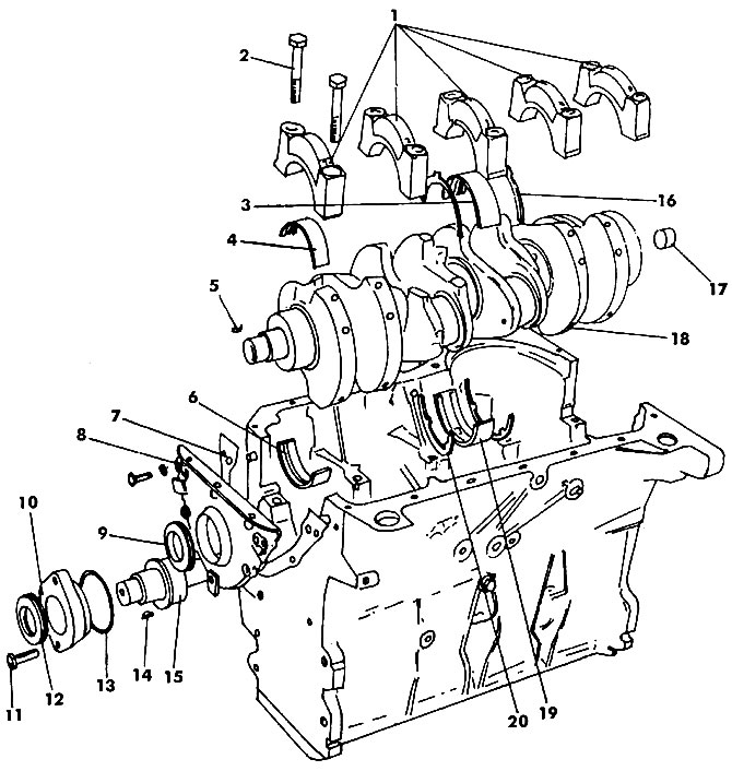 Figure 183. Cylinder block. Central liners No.3 and liners No.5 in serial engines are supplemented…