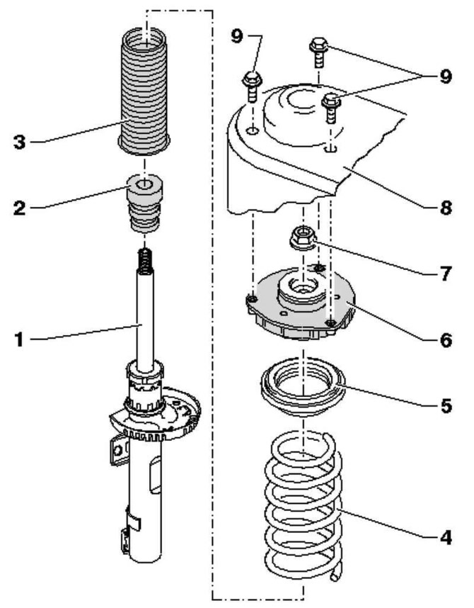 Как снимать передний амортизатор Volkswagen Passat 2005-2010: Removal and installation of a forward amortization 
