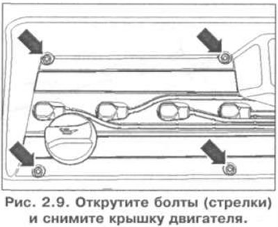 24. Одврните завртње (стрелице) и скините поклопац мотора (слика 2.9).