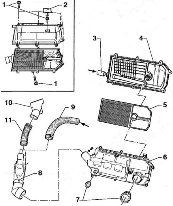 Фиг. 4.27. Въздушен филтър разглобен: