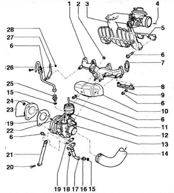Fig. 7.41 b. Turbocharger with attached elements of ALH, ASV engines: