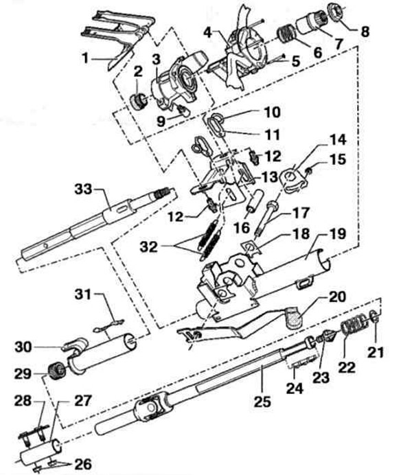 Рис. 10.1 б. Рулевая колонка, рулевое колесо: