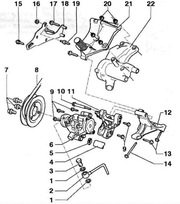 Рис. 10.15 б. Насос гидроусилителя рулевого управления автомобилей с двигателями 1.6 л: