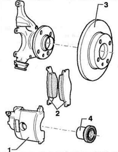Рис. 11.1. Автомобили с передними тормозными механизмами с тормозным суппортом VW I: