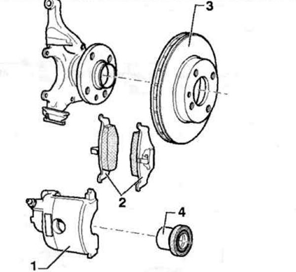 Рис. 11.3. Автомобили с передними тормозными механизмами с тормозным суппортом VW II: