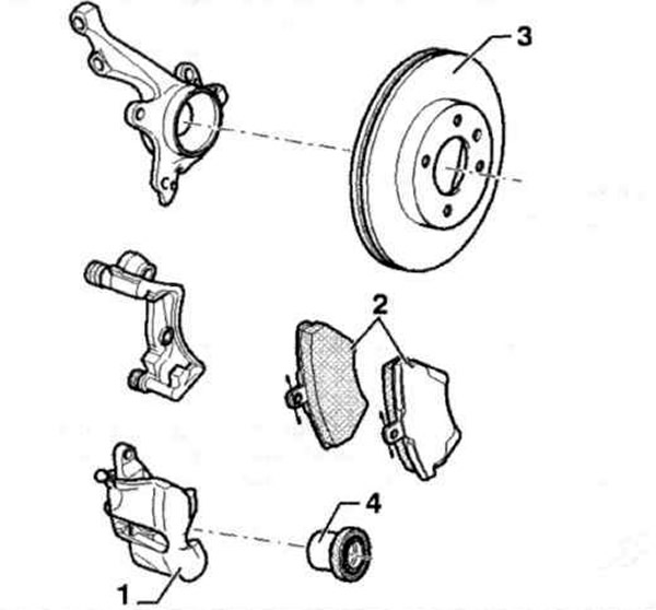 Рис. 11.4. Автомобили с передними тормозными механизмами с тормозным суппортом Lucas: