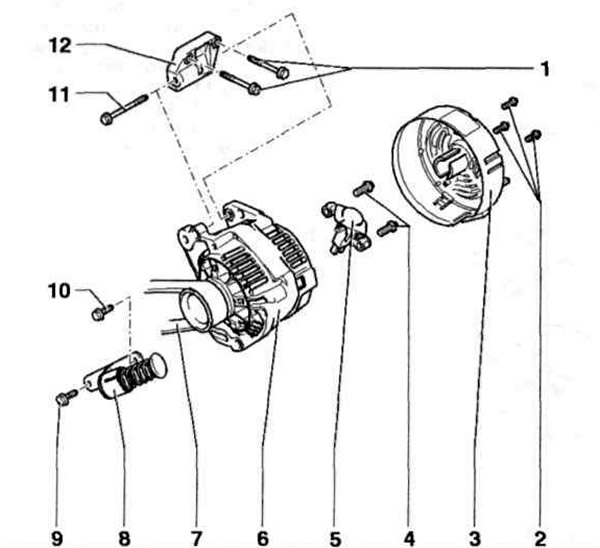 Фольксваген поло схема генератора Volkswagen Polo 1995-2003: Alternator, relay-regulator, wire distributor for ter